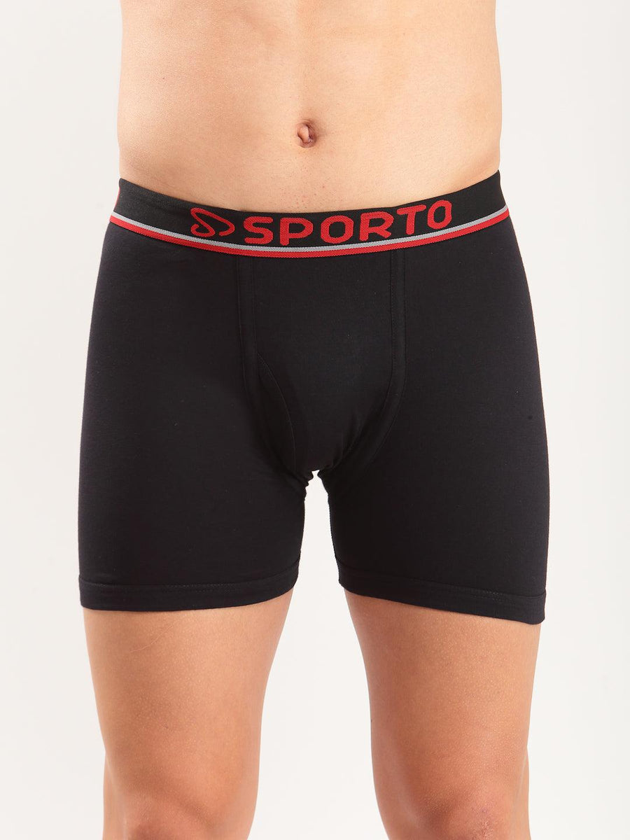 Sporto Men's Cotton Long Trunks (Pack Of 3) - Black – Sporto by Macho
