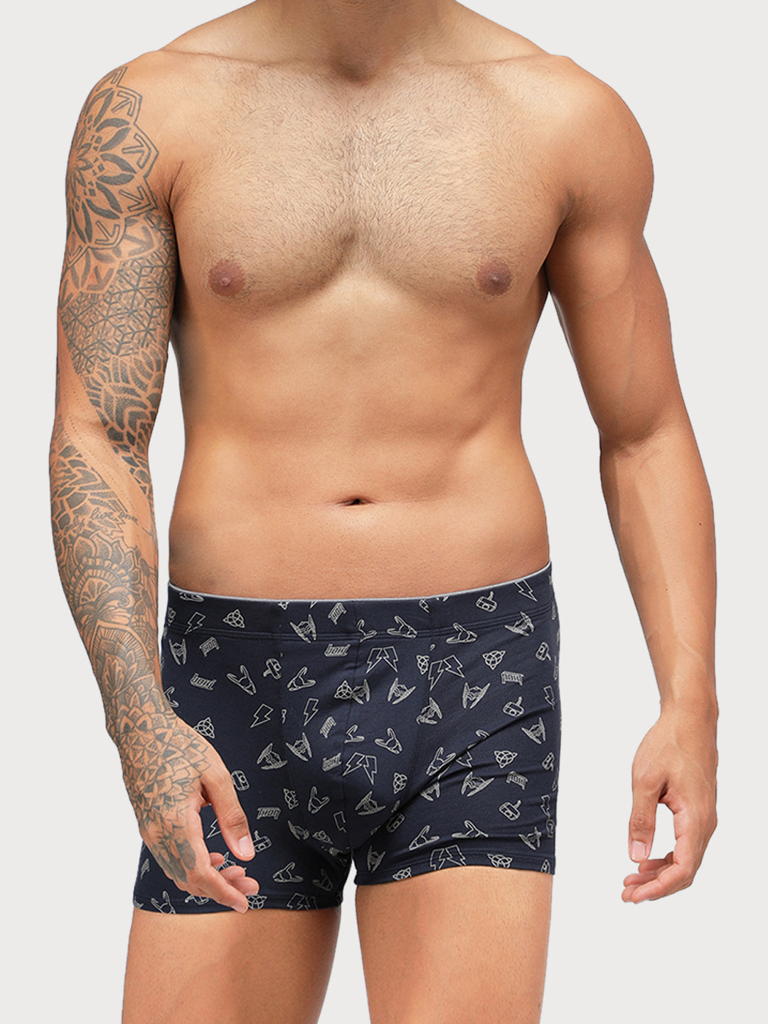 Zoiro Men's Thor Printed Trunk (Pack 2) - Black+ Navy