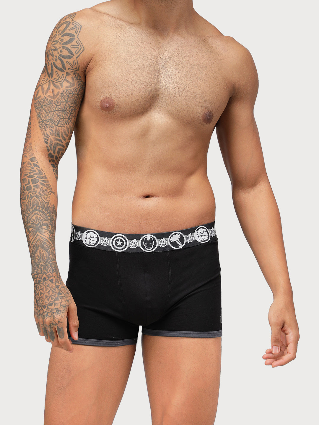 Zoiro Men's Avenger Logo Printed Trunk (Pack 2) - Black