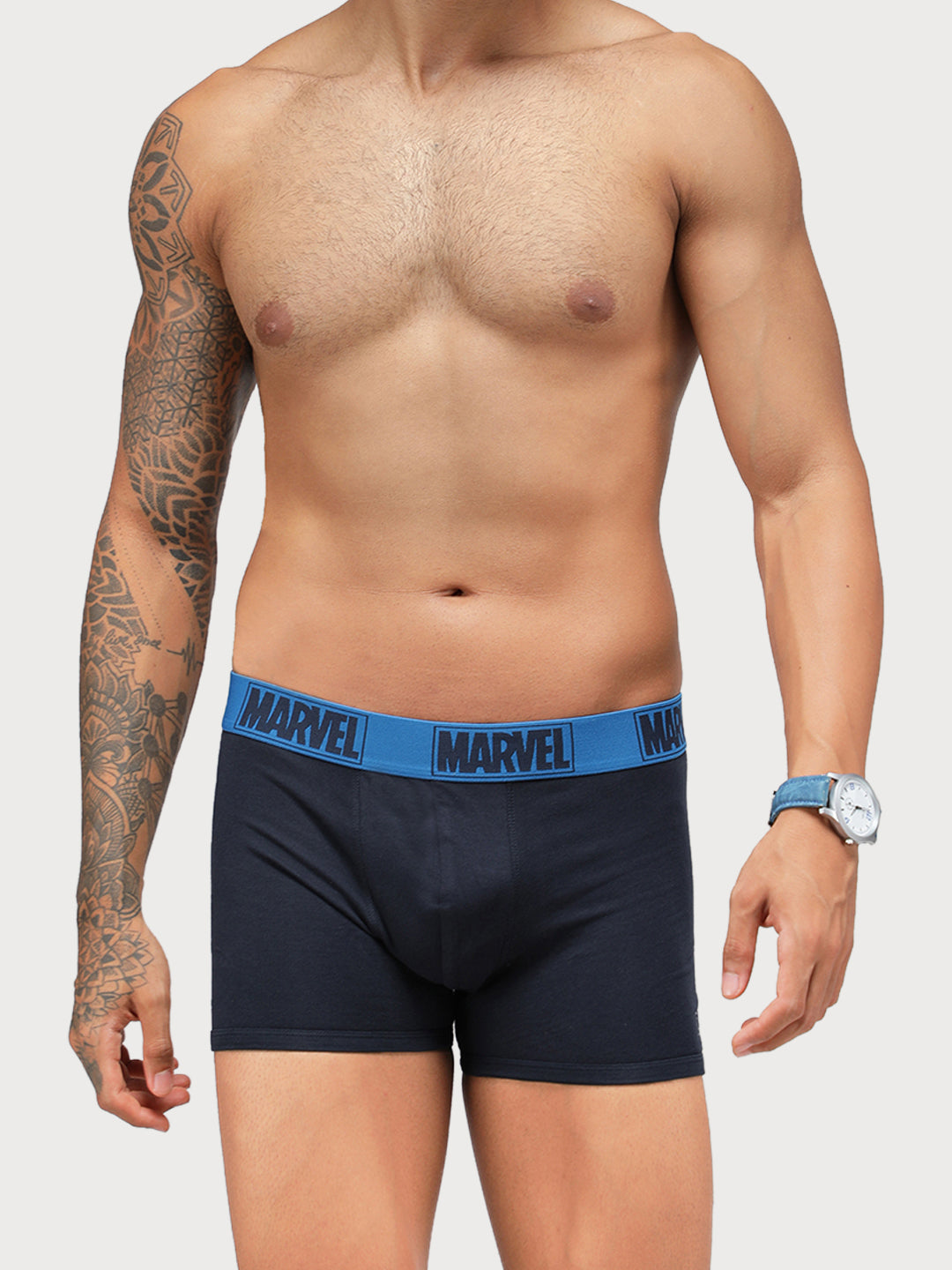 Zoiro Men's Marvel Printed Trunk (Pack 2) - Black + Navy