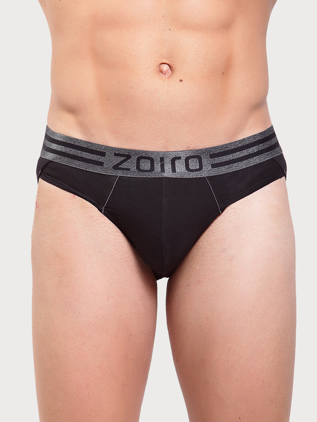 Zoiro Men's Sports Brief (Pack 2) - Charcoal + Black