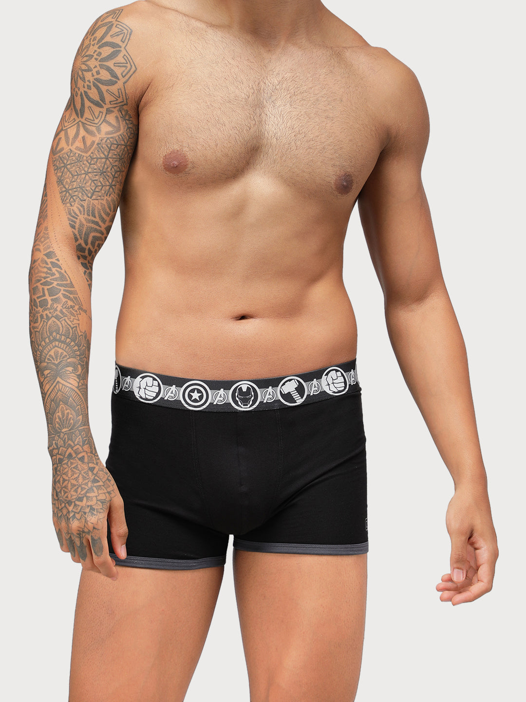 Zoiro Men's Avenger Logo Printed Trunk (Pack 2) - Black + Navy