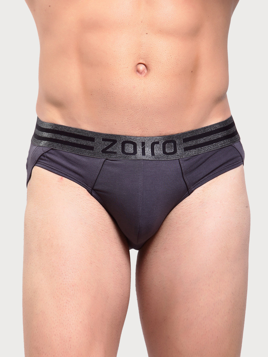 Zoiro Men's Sports Brief (Pack 2) - Charcoal + Black