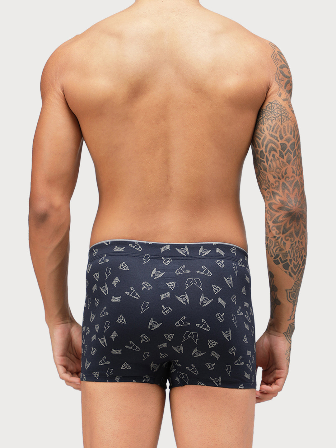 Zoiro Men's Thor Printed Trunk (Pack 2) - Black+ Navy