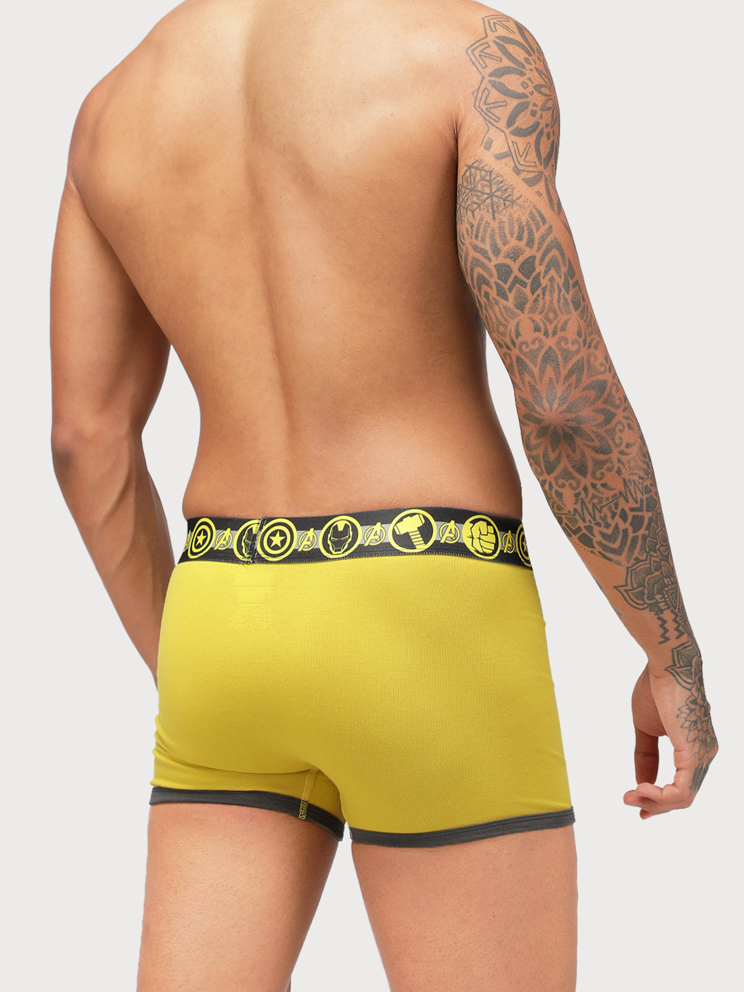 Zoiro Men's Avenger Logo Printed Trunk (Pack 2) - Chinese Red + Sulphur