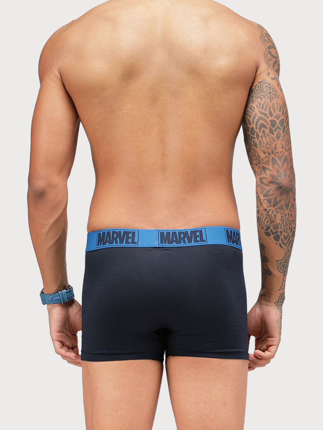 Zoiro Men's Marvel Printed Trunk (Pack 2) - Black + Navy