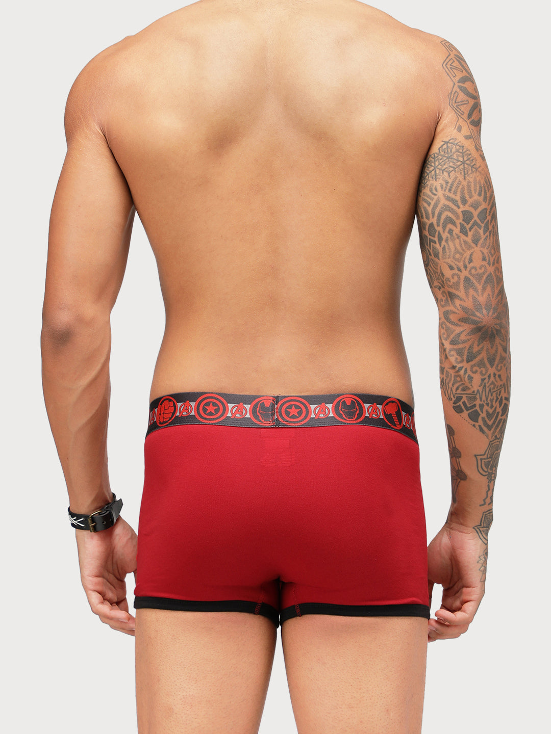 Zoiro Men's Avenger Logo Printed Trunk (Pack 2) - Chinese Red + Sulphur