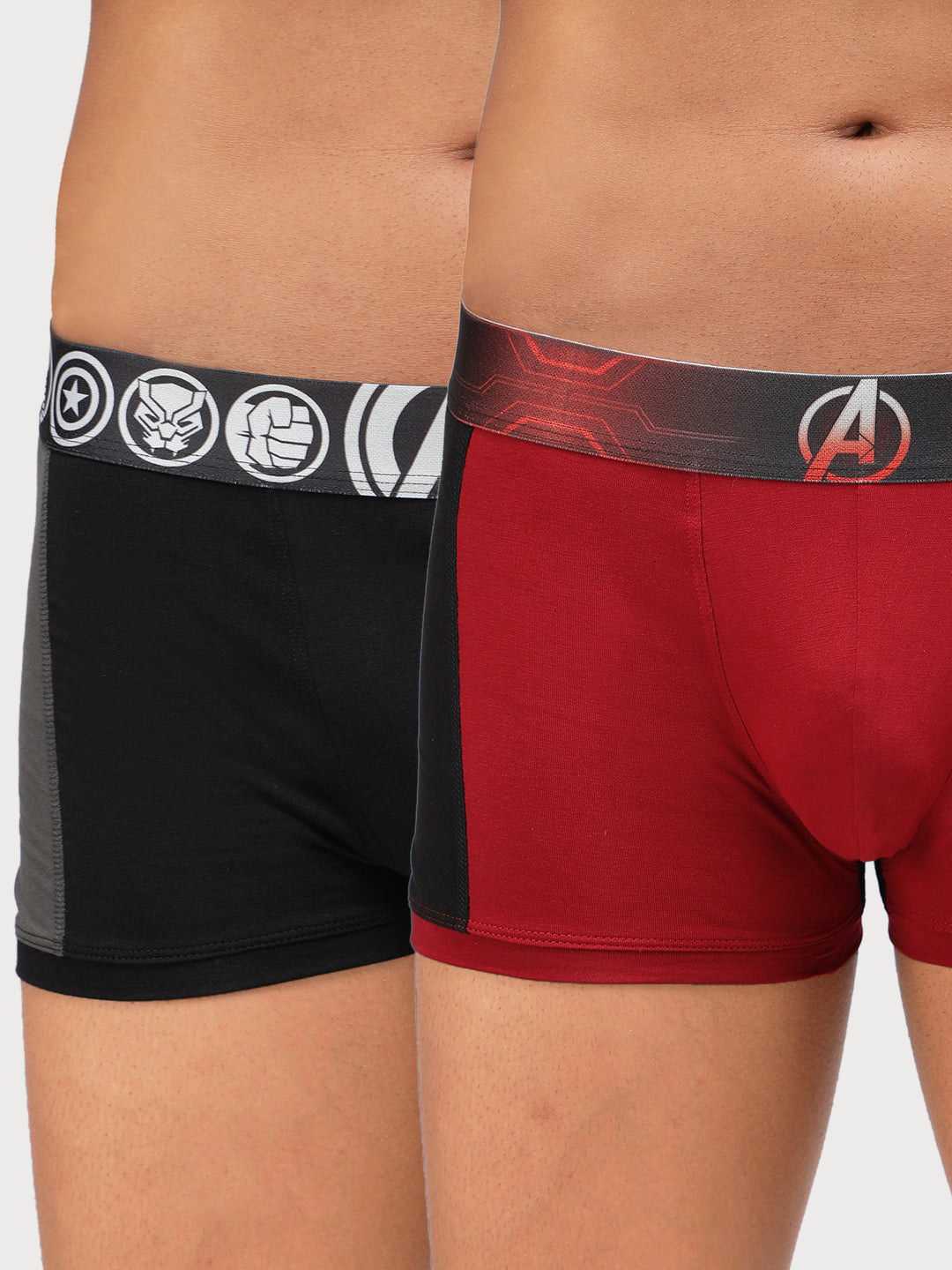 Zoiro Men's Avengers Printed Trunk (Pack 2) - Black & Red