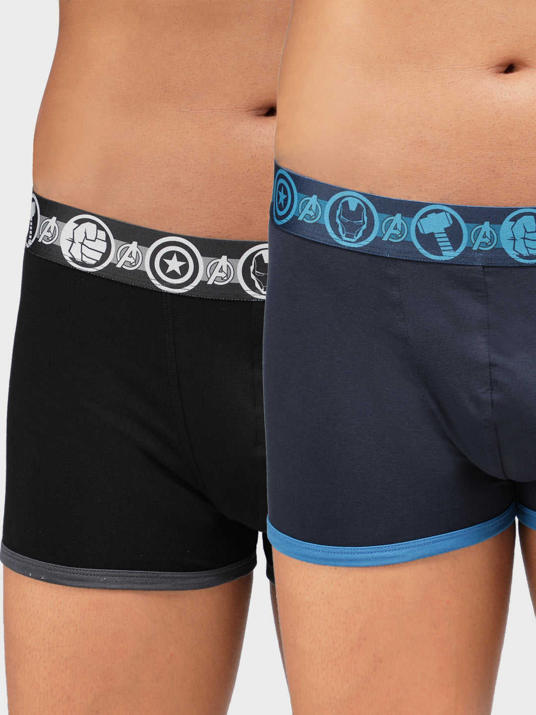 Zoiro Men's Avenger Logo Printed Trunk (Pack 2) - Black + Navy