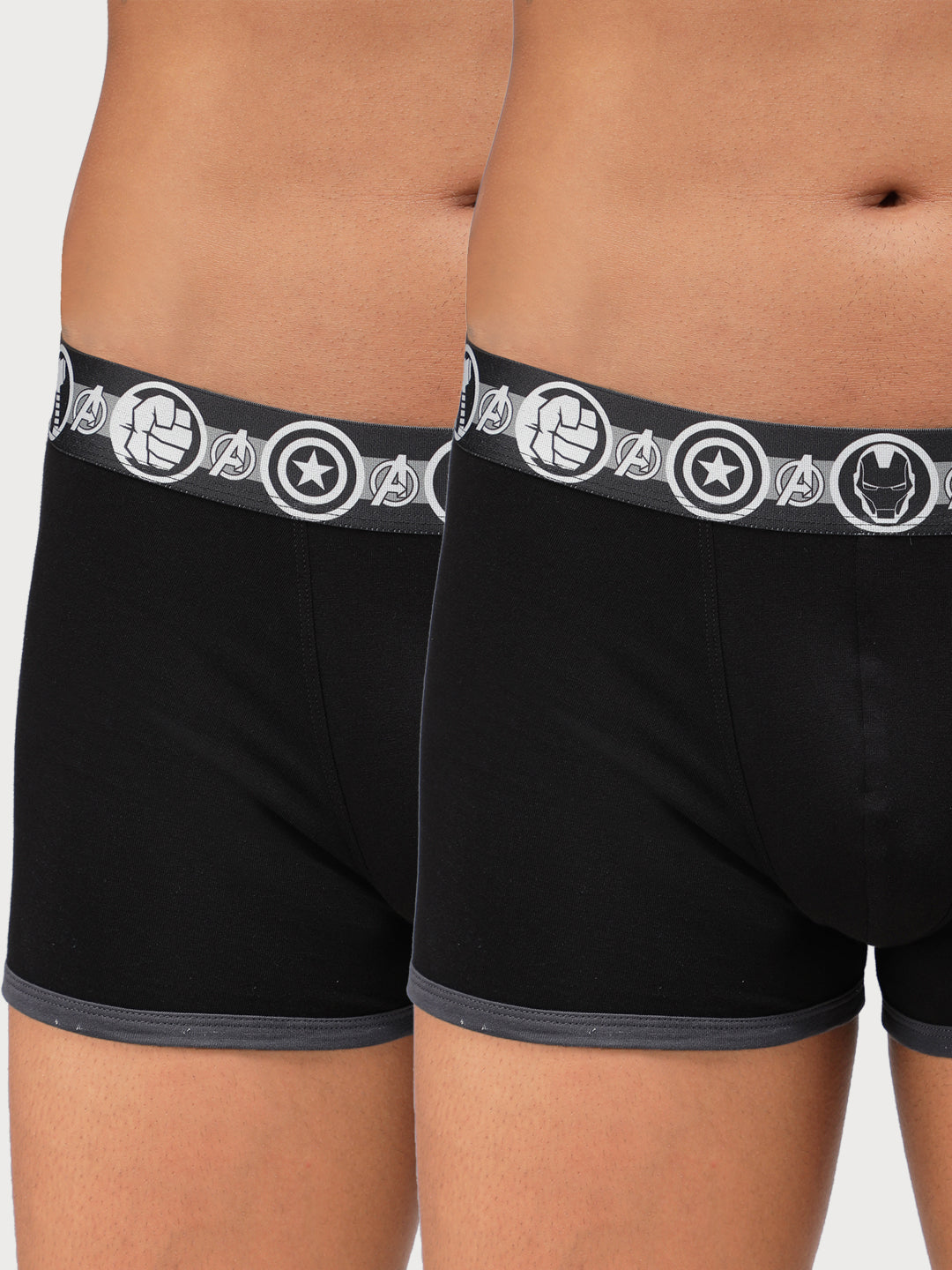 Zoiro Men's Avenger Logo Printed Trunk (Pack 2) - Black