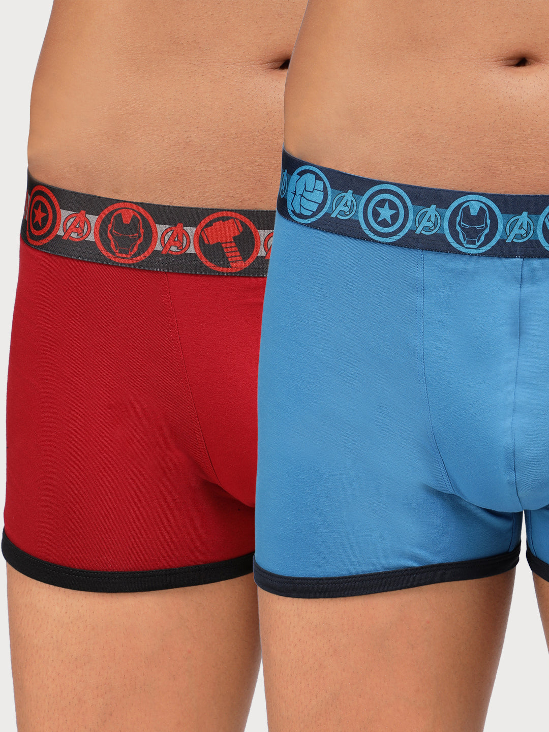 Zoiro Men's Avenger Logo Printed Trunk (Pack 2) - Chinese Red + Sky Diver