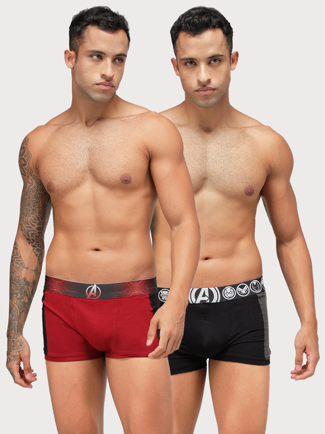 Zoiro Men's Avengers Printed Trunk (Pack 2) - Black & Red