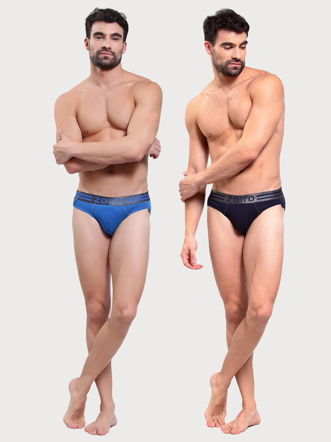 Zoiro Men's Sports Brief (Pack 2) - Sky Diver + Navy