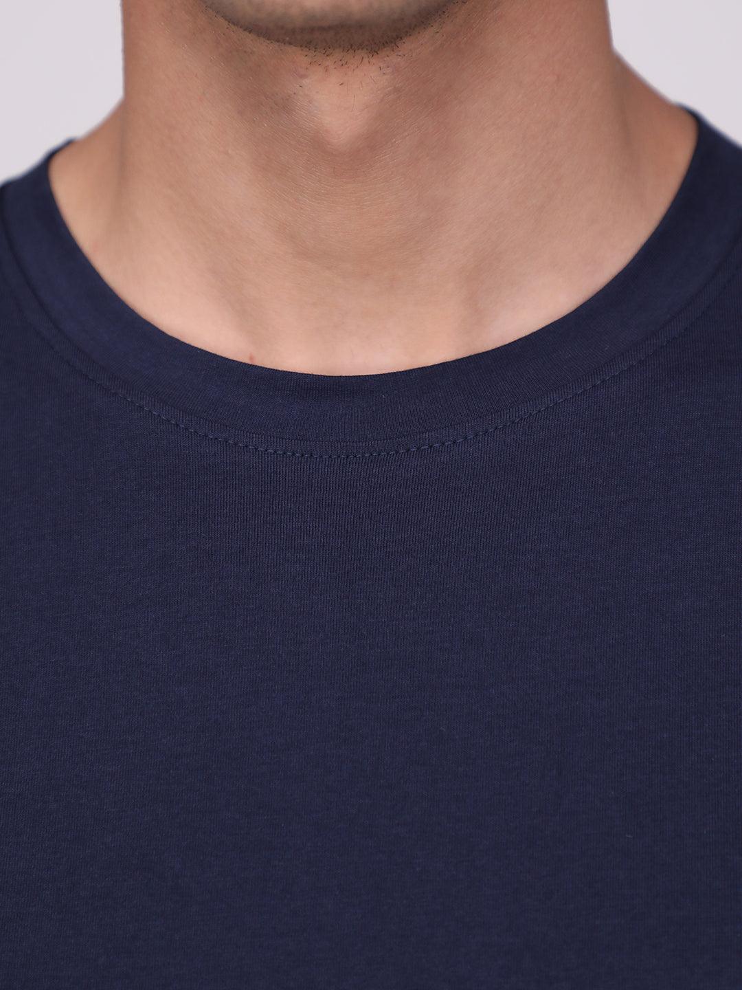 Sporto Men's Fluid Cotton Round Neck T-shirt - Navy