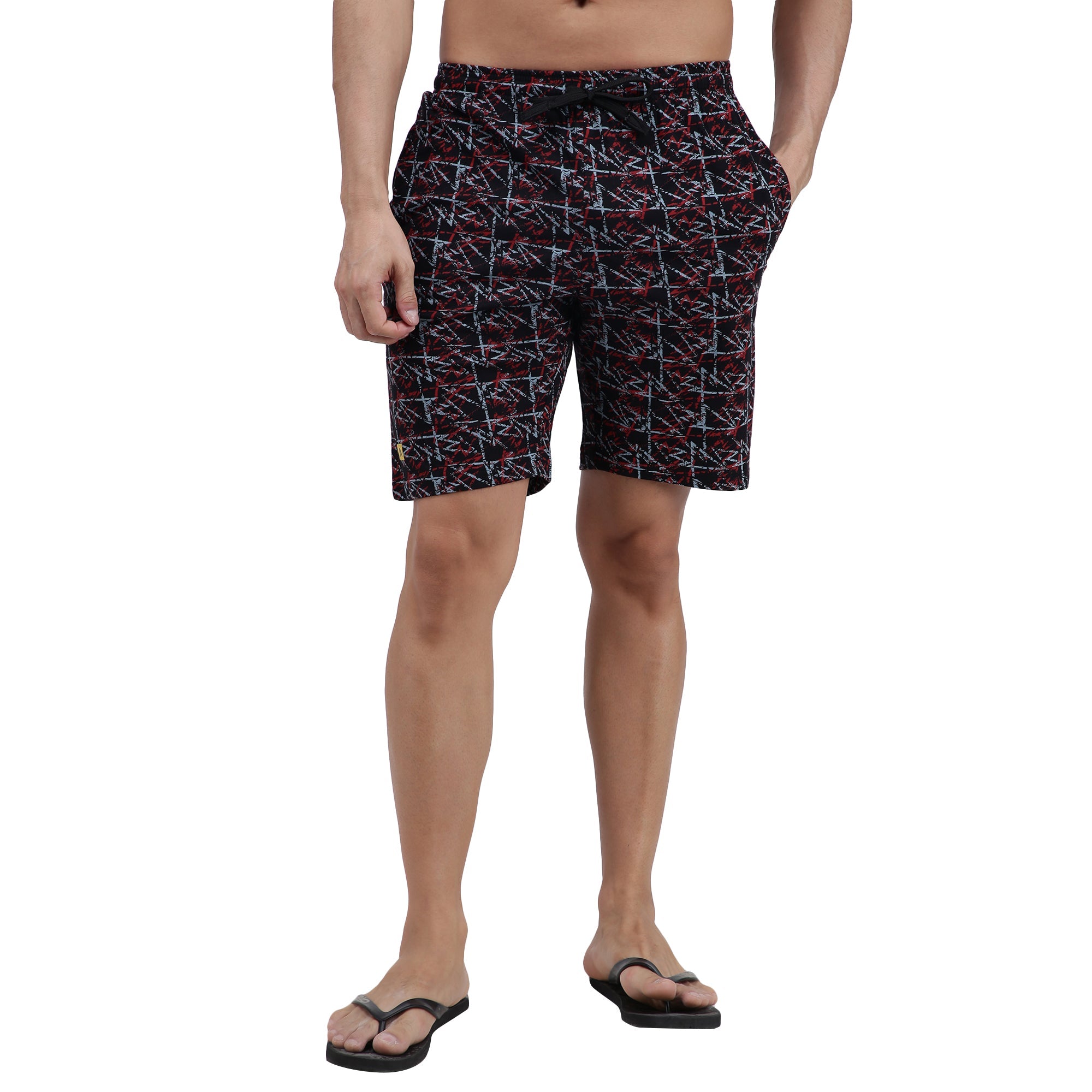 Amul Comfy Men's Print Bermuda Zipper Assorted Black