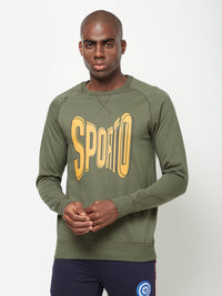 Sporto Crew Neck Printed Sweatshirt - Olive