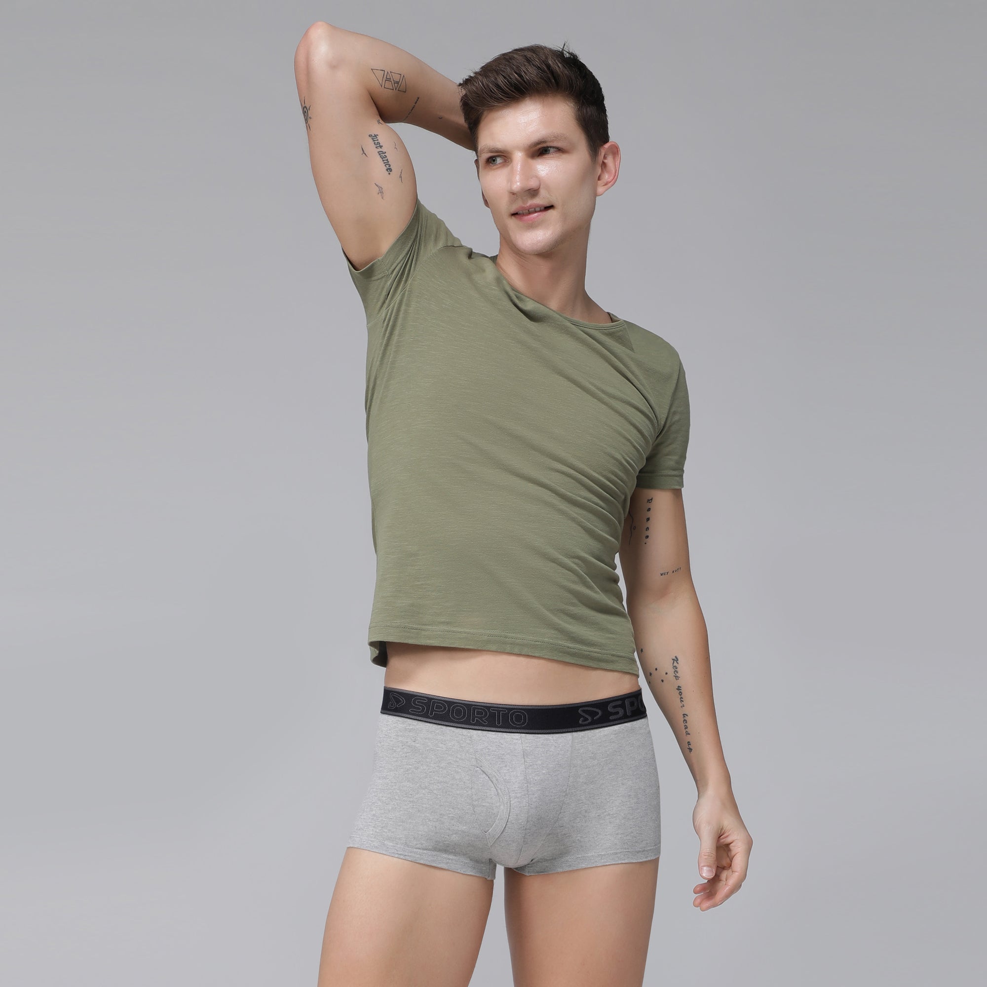 Sporto Men's Square Trunks - Grey Melange