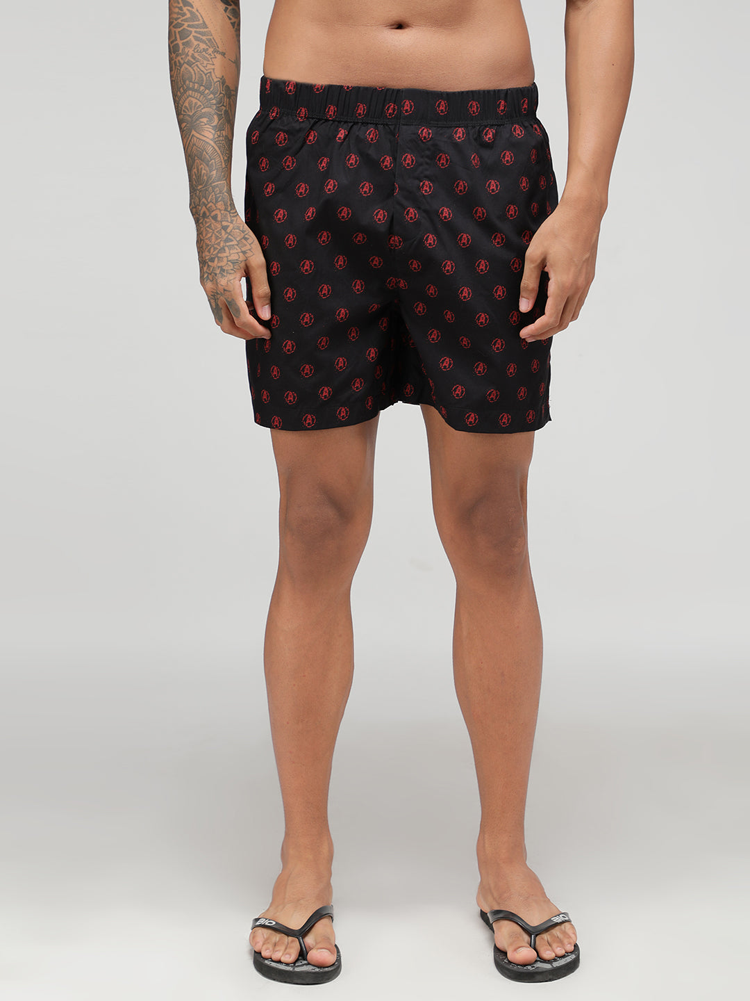 Zoiro Men's Avenger Print Boxer - Black