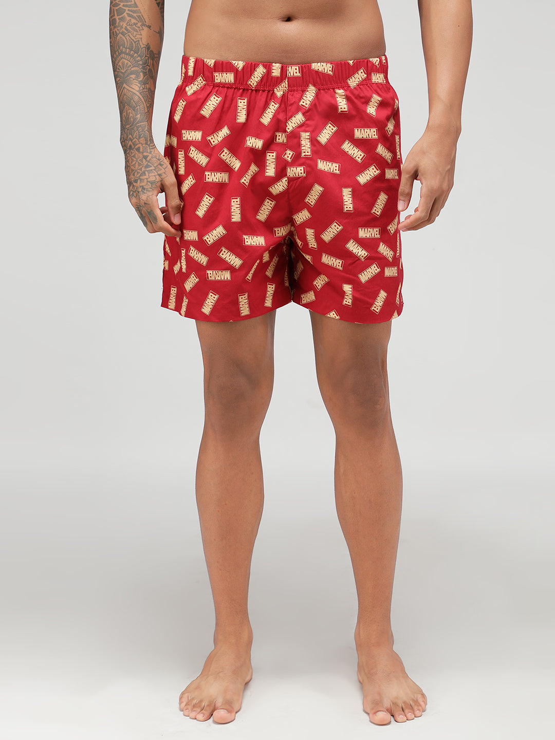 Zoiro Men's Marvel Print Boxer - Red