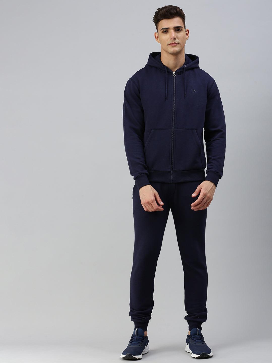 Sporto Men Ultra Fleece Hoodie Jacket and Jogger Coord Set - Navy