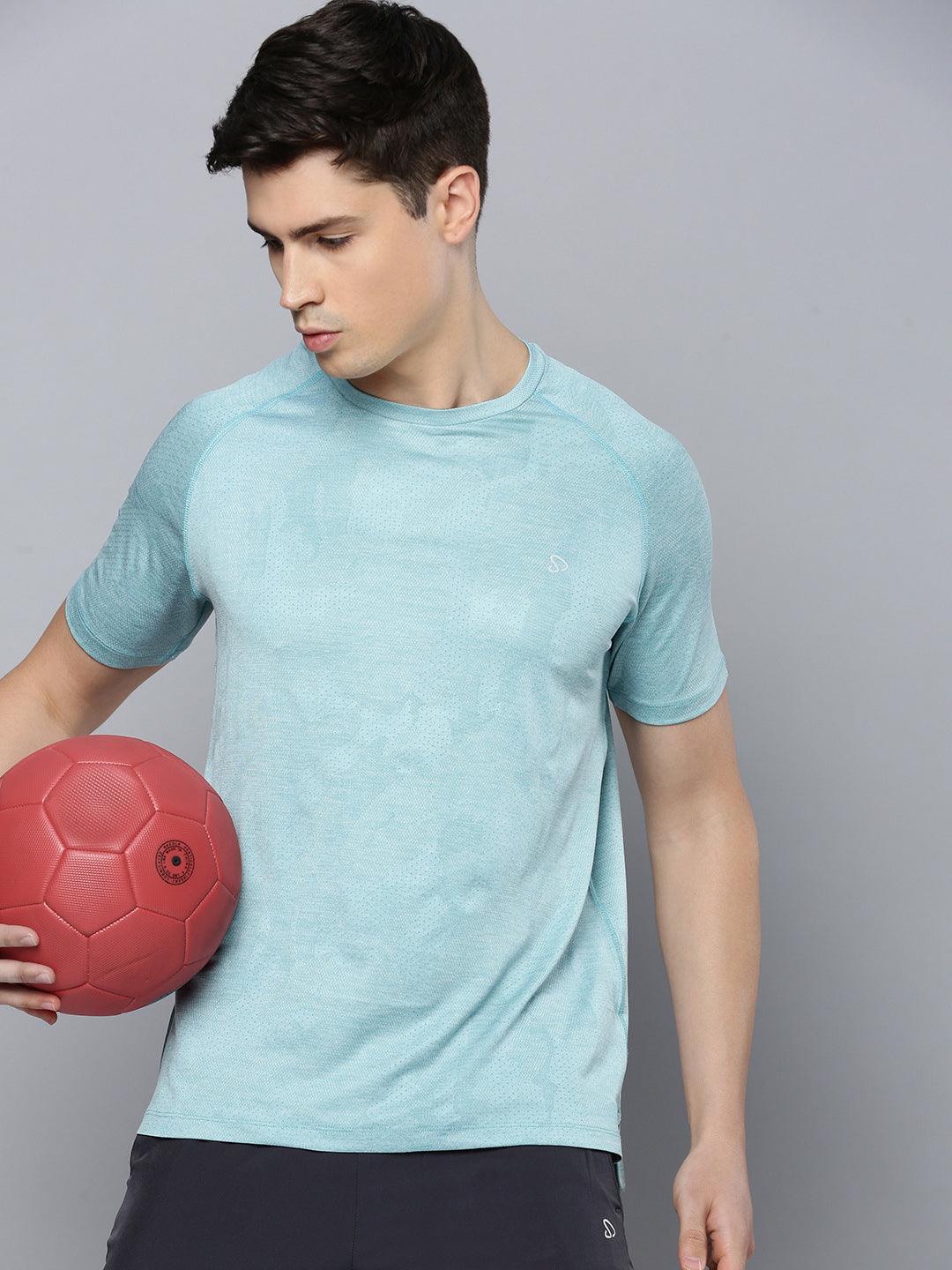 Sporto Men's Insta cool Printed Jersey Round Neck Tee - Mint Green