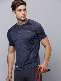 Sporto Men's Instacool Printed Jersey Tee - Navy