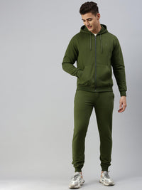 Sporto Men Ultra Fleece Hoodie Jacket and Jogger Coord Set - Olive