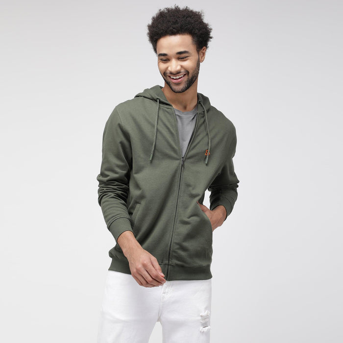 Sporto Men's Solid Hoodie Sweatshirt - Olive