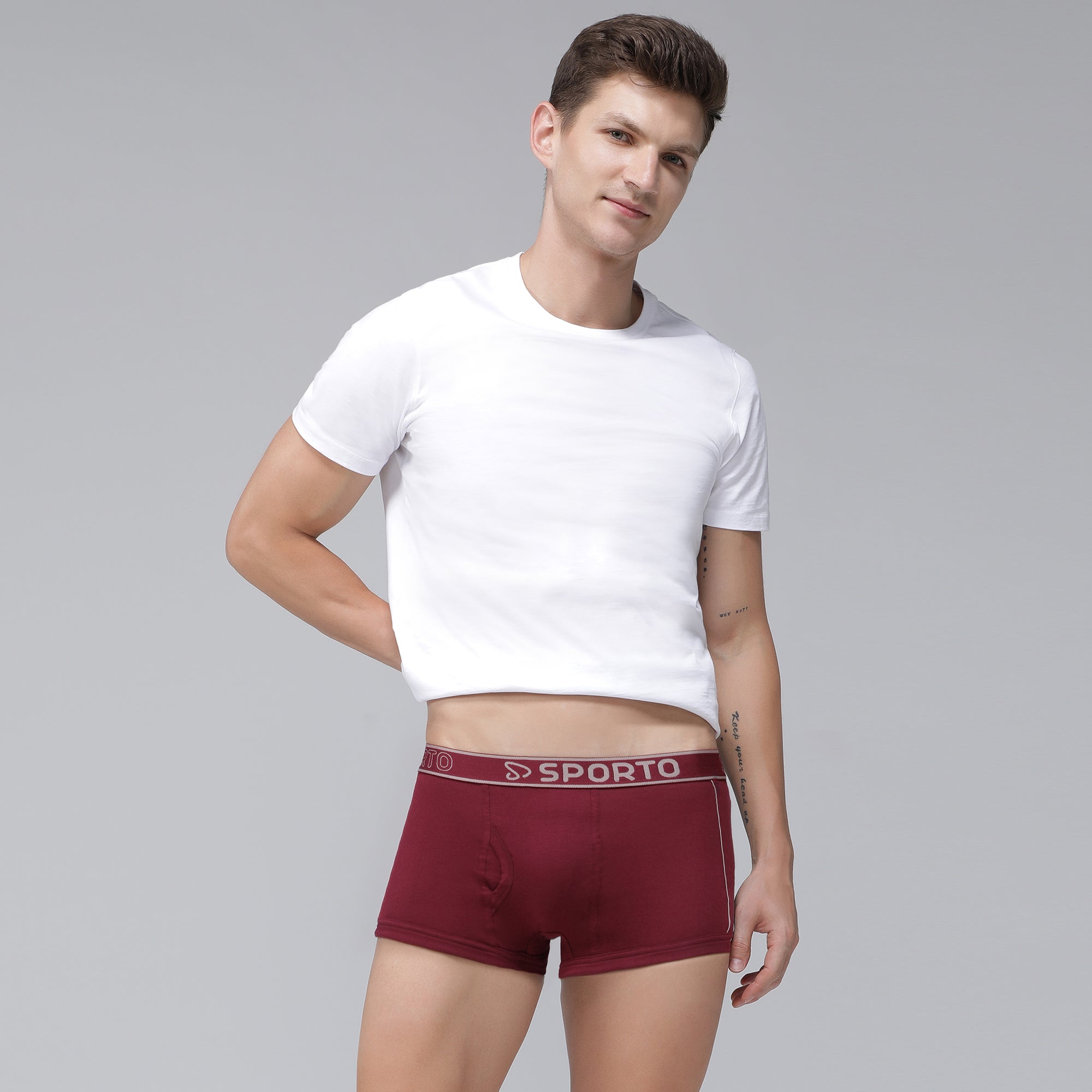 Sporto Men's Cotton Square Trunks - Maroon