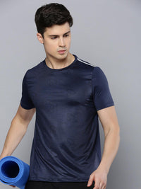 Sporto Men's Insta cool Printed Round Neck Tee - Navy