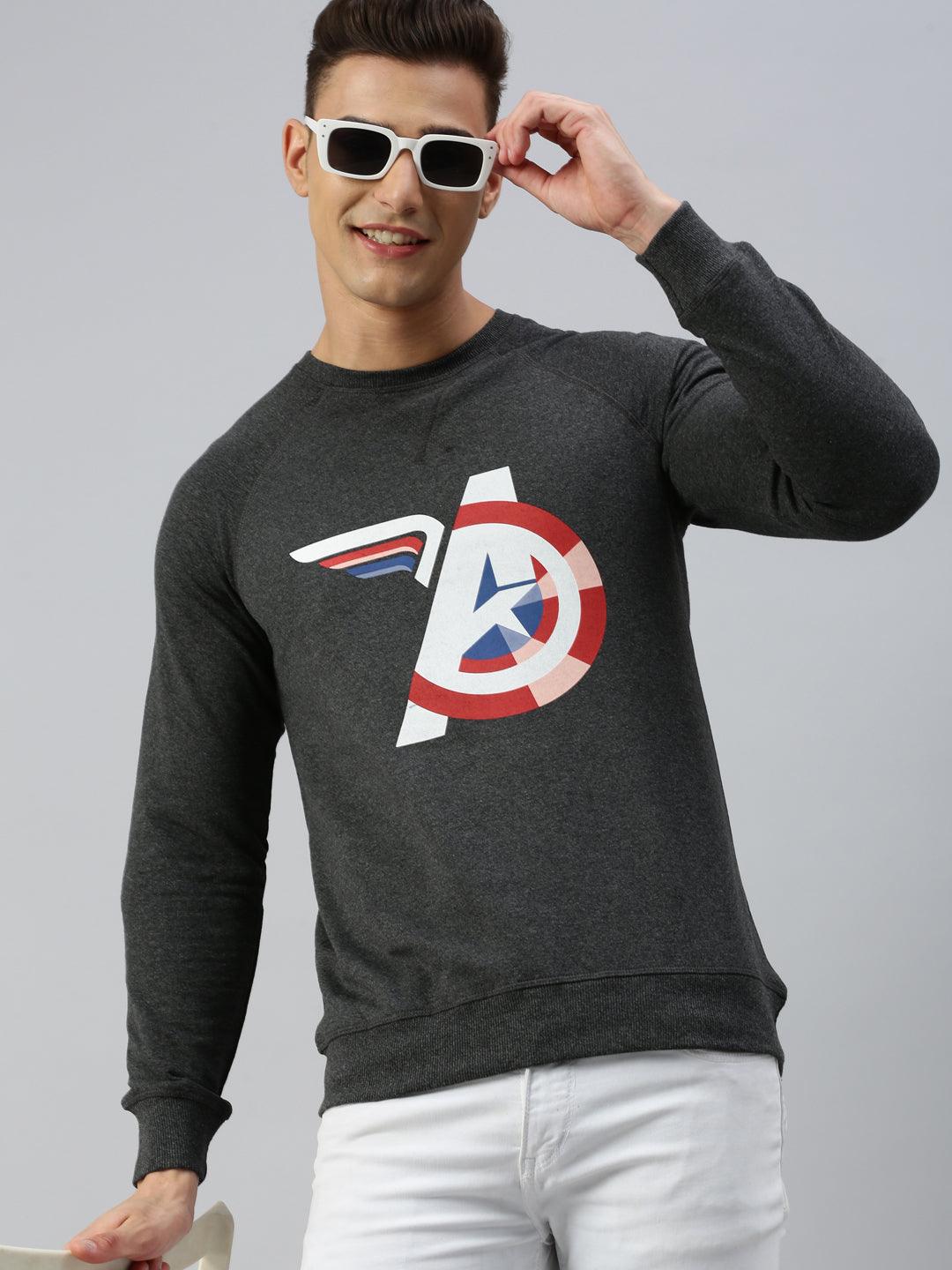 Sporto Marvel Printed Sweatshirt for Men | Black