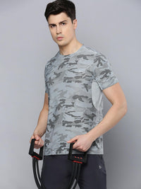 Sporto Men's Insta cool Printed Jersey Tee with Side Mesh - Grey