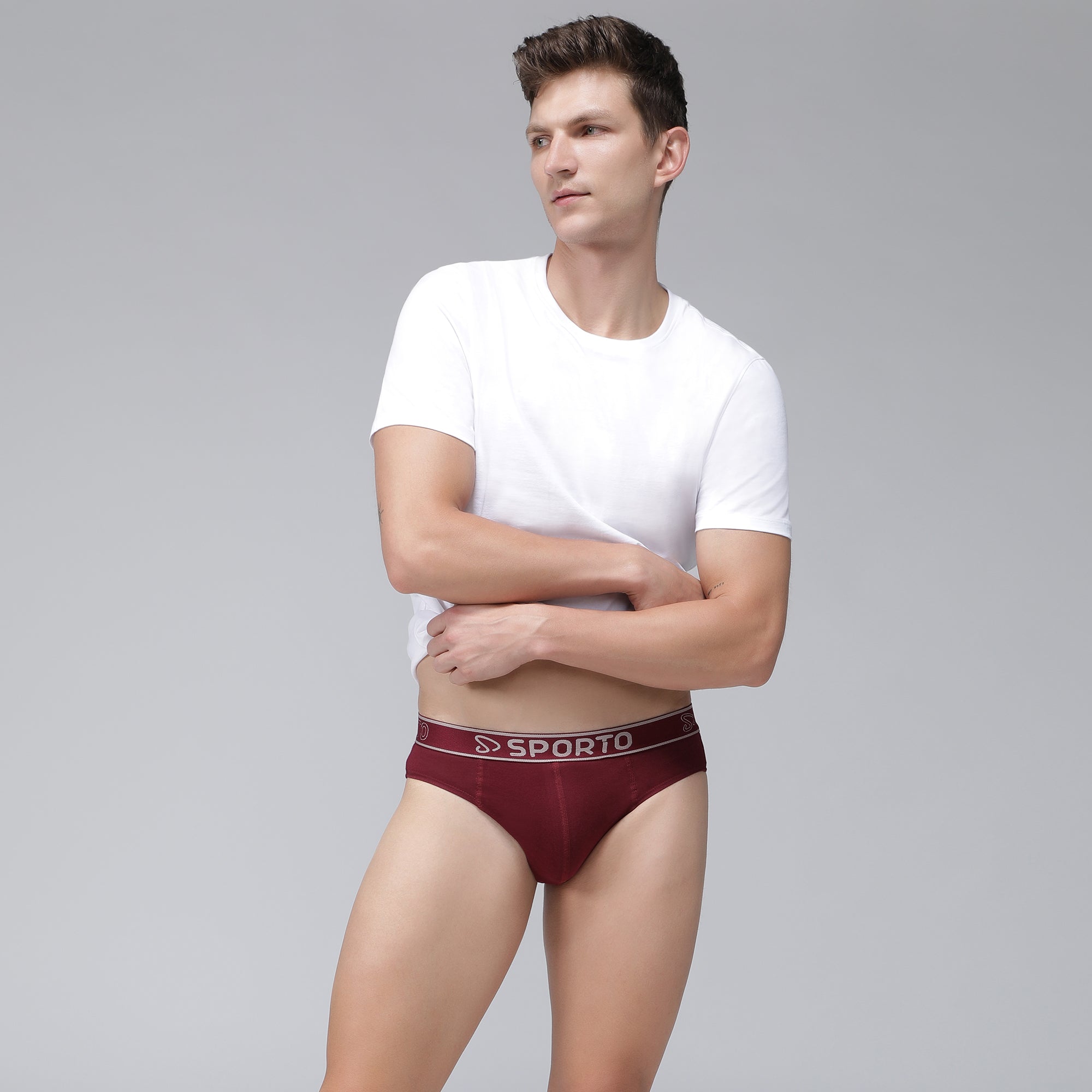 Sporto Men's Cotton Brief - Maroon