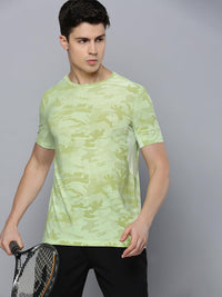 Sporto Men's Insta cool Printed Jersey Tee with Side Mesh - Lemon Green