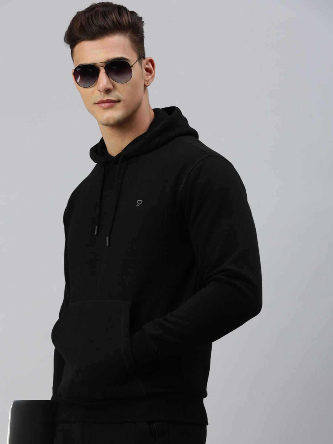 Sporto Men Ultra Fleece Hoodie Sweatshirt and Jogger Coord Set - Black