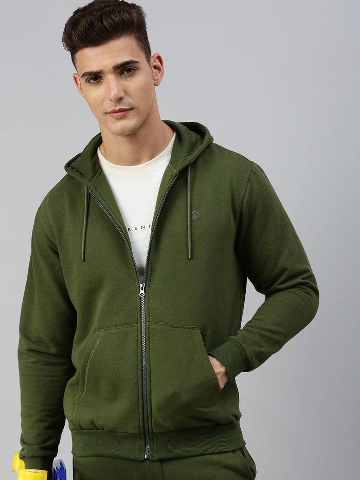 Sporto Ultra Fleece Hoodie Jacket for Men with Front Zipper | Olive