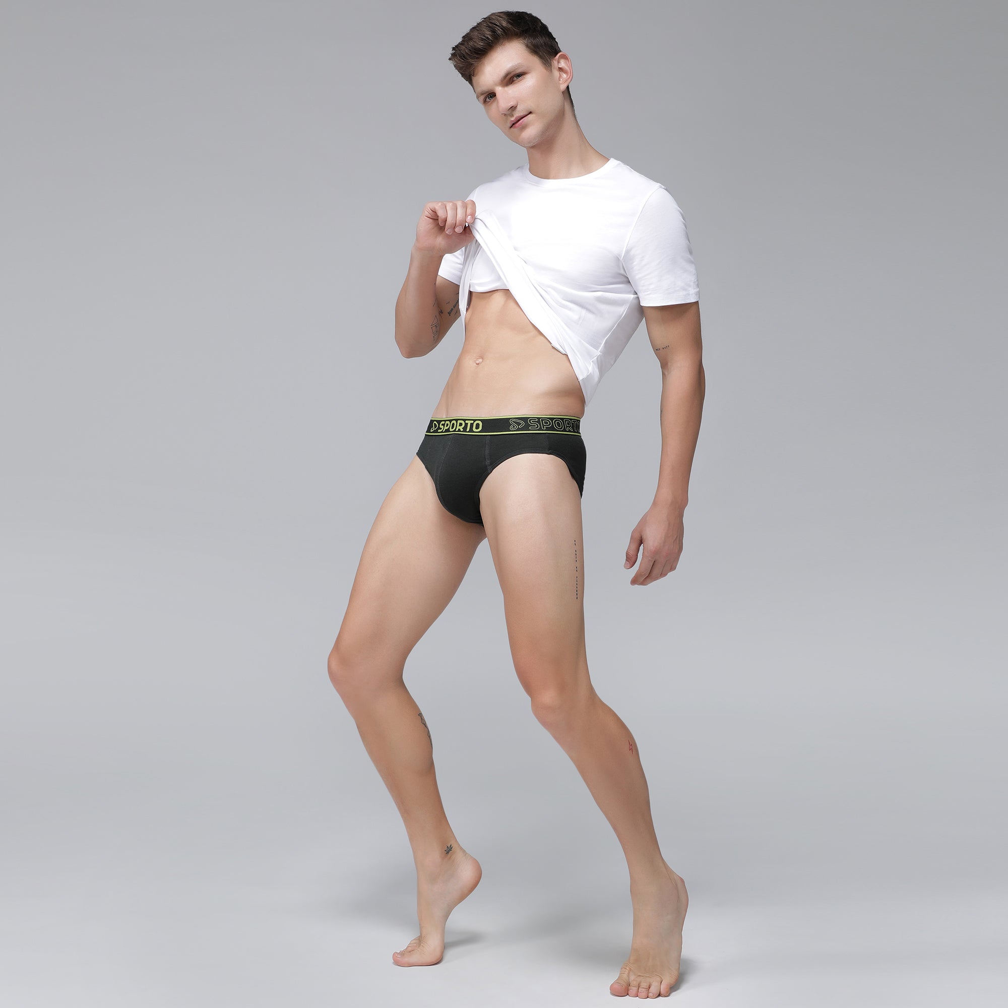 Sporto Men's Cotton Brief - Olive