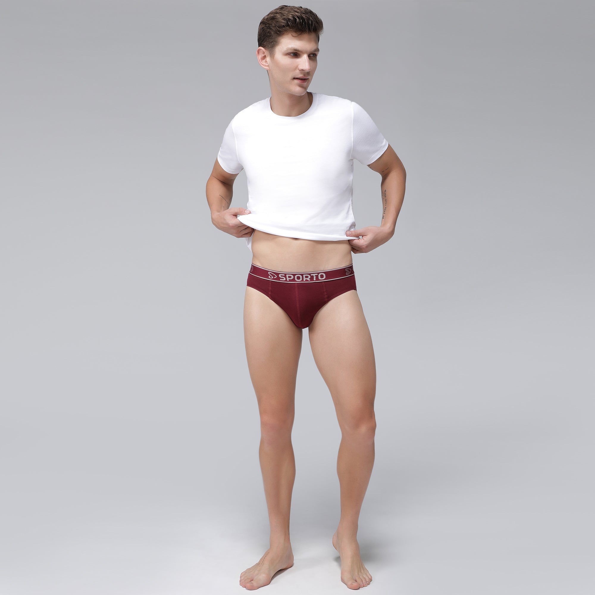 Sporto Men's Cotton Brief - Maroon