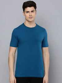 Sporto Men's Fluid Cotton Round Neck T-shirt - Blue Shappire