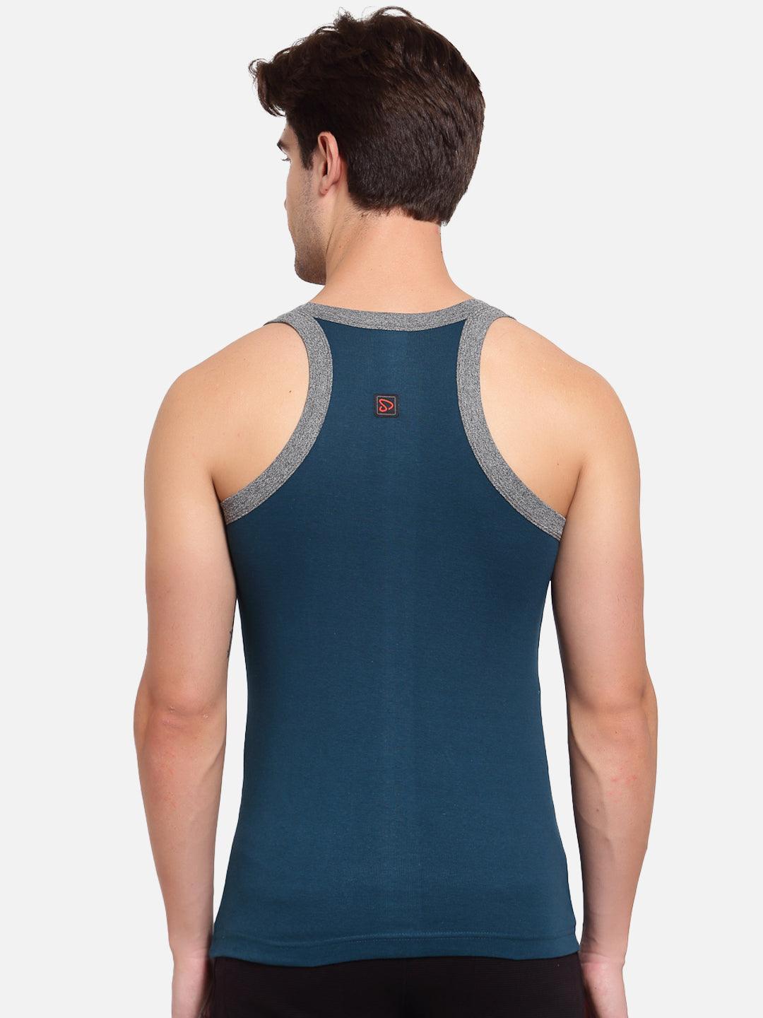 Sporto Men's Gym Vest Super Soft Cotton Pack Of 2 - Black & Blue