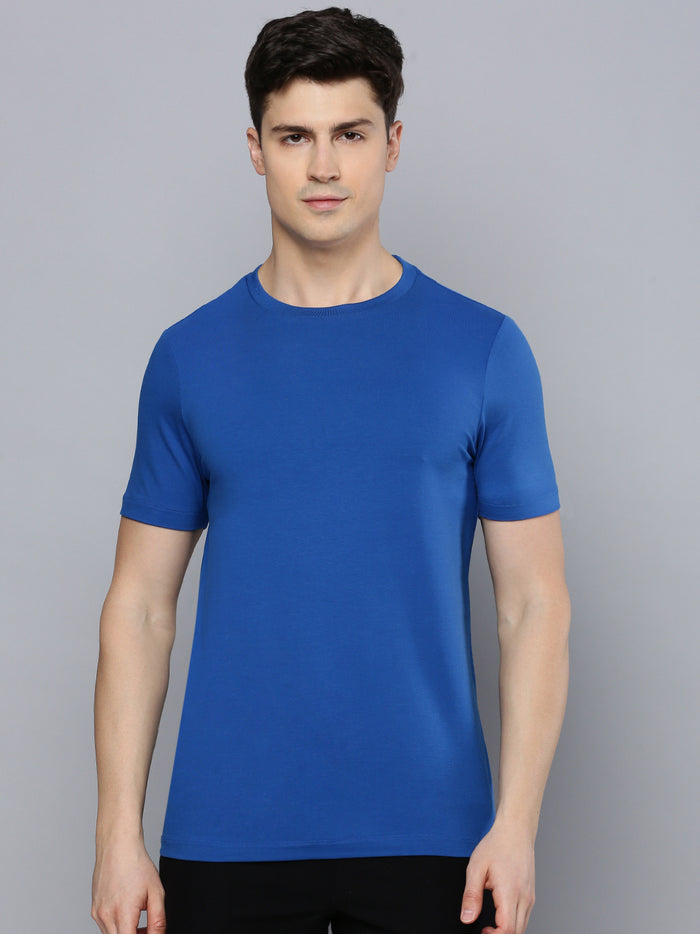 Sporto Men's Fluid Cotton Round Neck T-shirt - Sky Driver