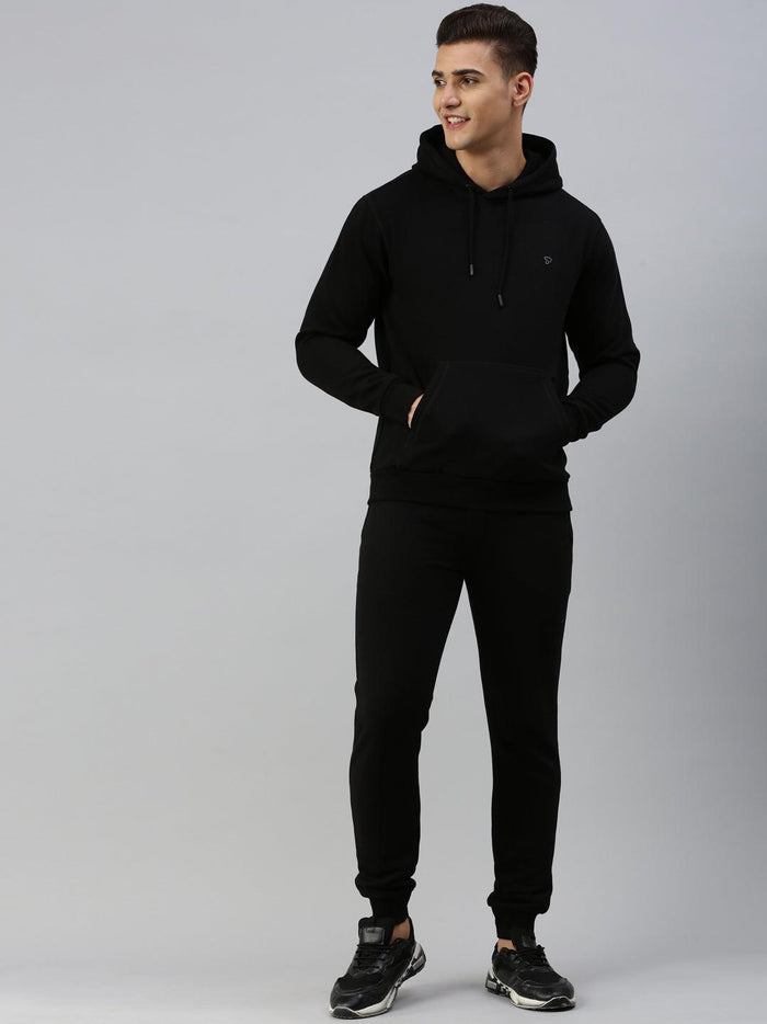 Sporto Ultra Fleece Hooded Sweatshirt for Men with Kangaroo Pocket | Black