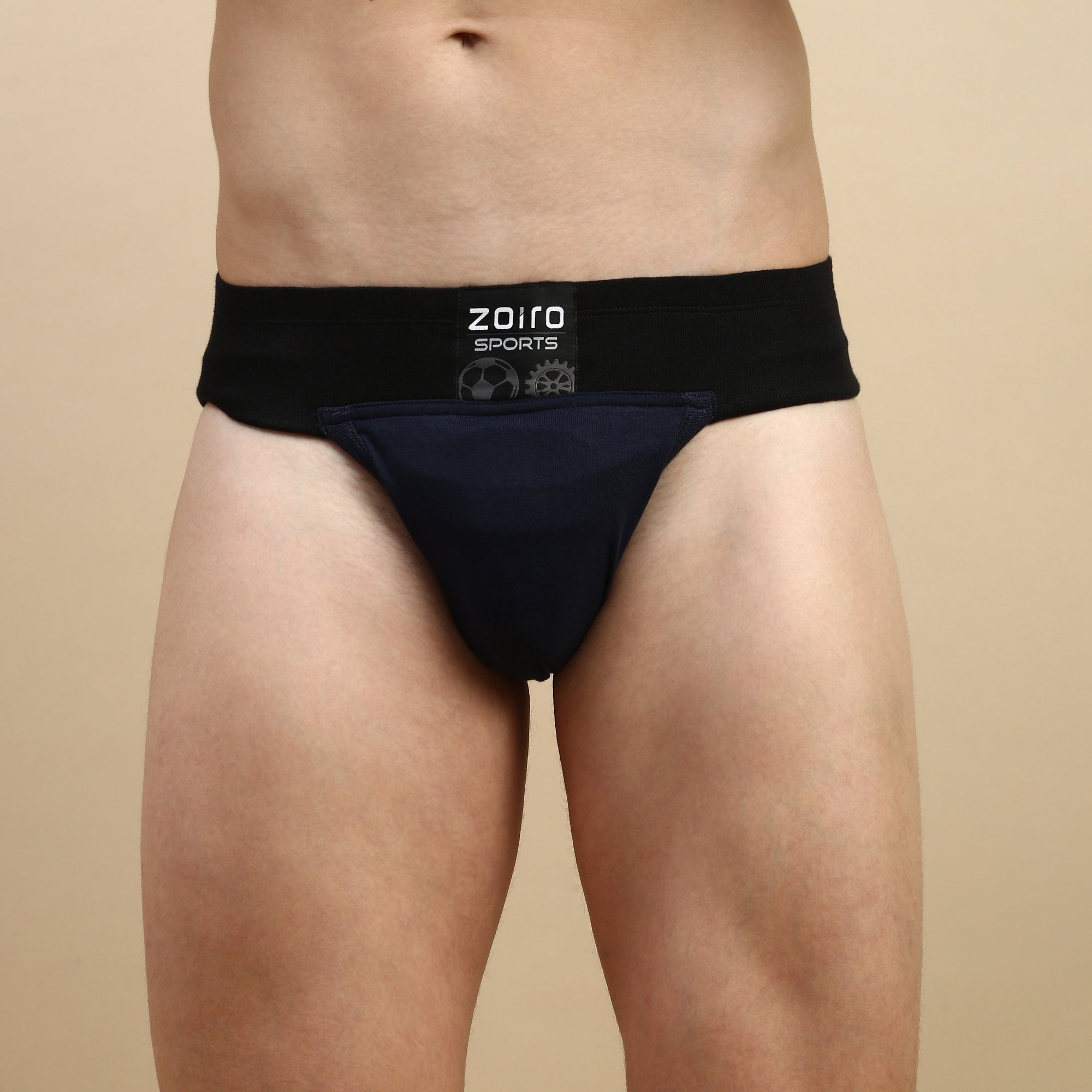 Zoiro Men's Cotton Sports Gym Supporter Brief Navy