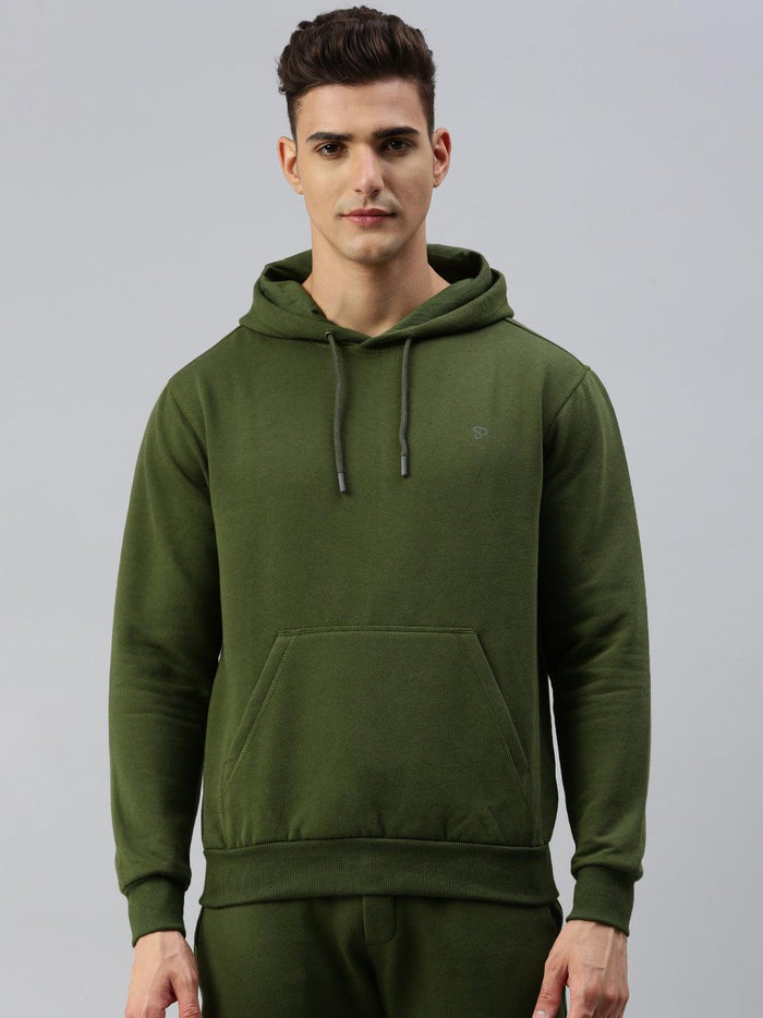 Sporto Ultra Fleece Hooded Sweatshirt for Men with Kangaroo Pocket | Olive