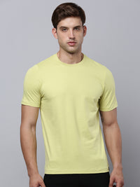 Sporto Men's Fluid Cotton Round Neck T-shirt - Muted Lime