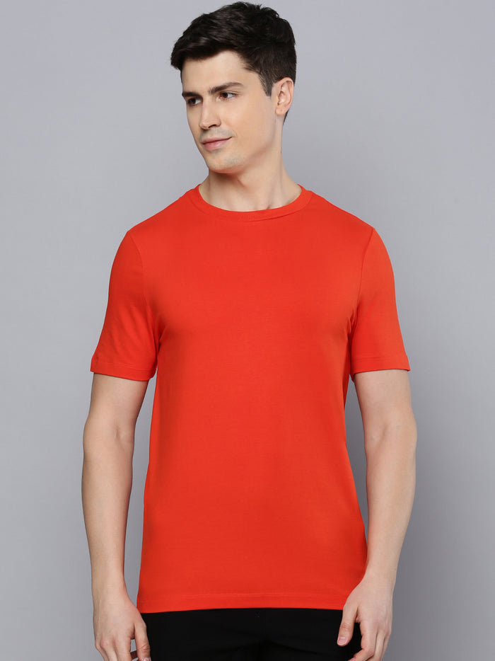 Sporto Men's Fluid Cotton Round Neck T-shirt - Flame