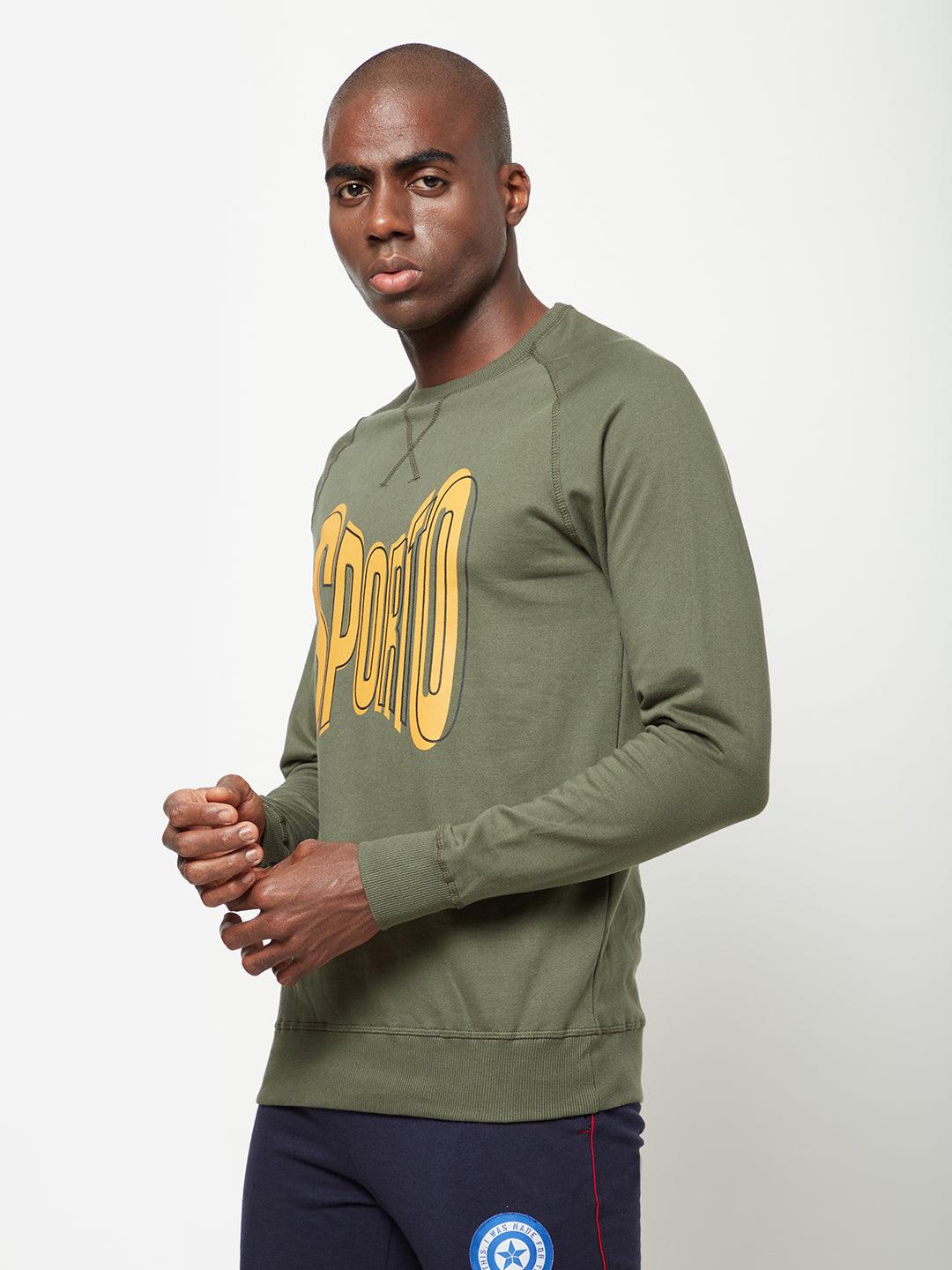 Sporto Crew Neck Printed Sweatshirt - Olive