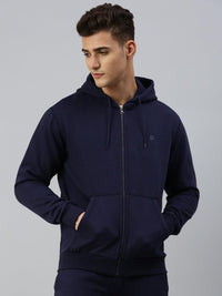 Sporto Ultra Fleece Hoodie Jacket for Men with Front Zipper | Navy