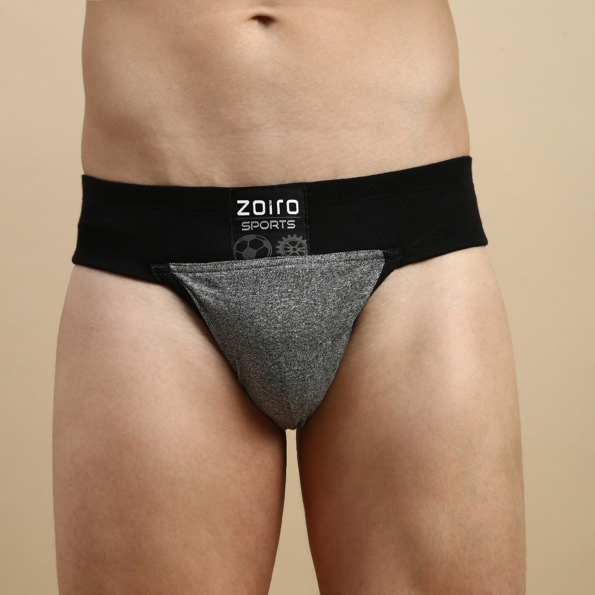 Zoiro By Sporto Men's Cotton Sports Gym Supporter Brief Grey Jaspe