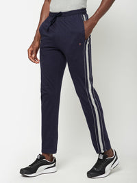 Sporto Navy Cotton Blend Solid Regular Track Pant